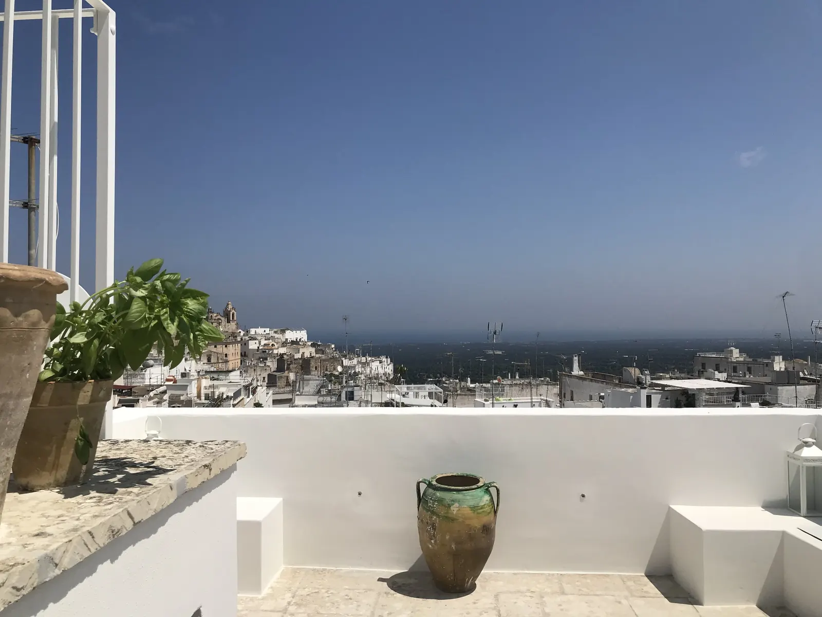 Rooftop terrace at Casa Chiara overlooking the old town and the Adriatic